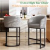 AMERLIFE Modern Counter Bar Stools, Boucle Chair with Arms, Footrest, 28" Upholstered Back - 2 of 4
