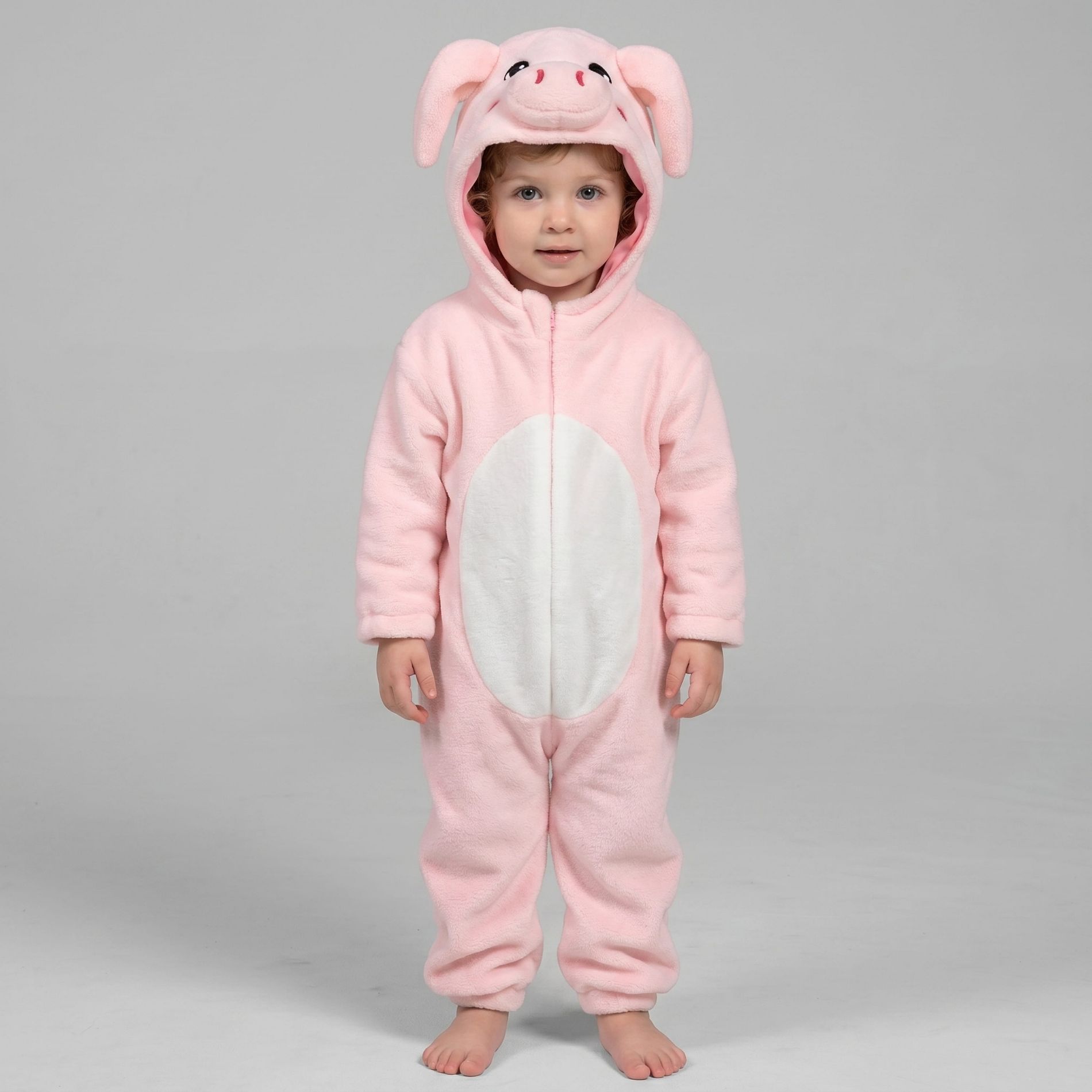 Joyfy Baby Pig Costume for Halloween - Cute Toddler Piggy Outfit, Pink Animal One-Piece Jumpsuit - 12-18 Month