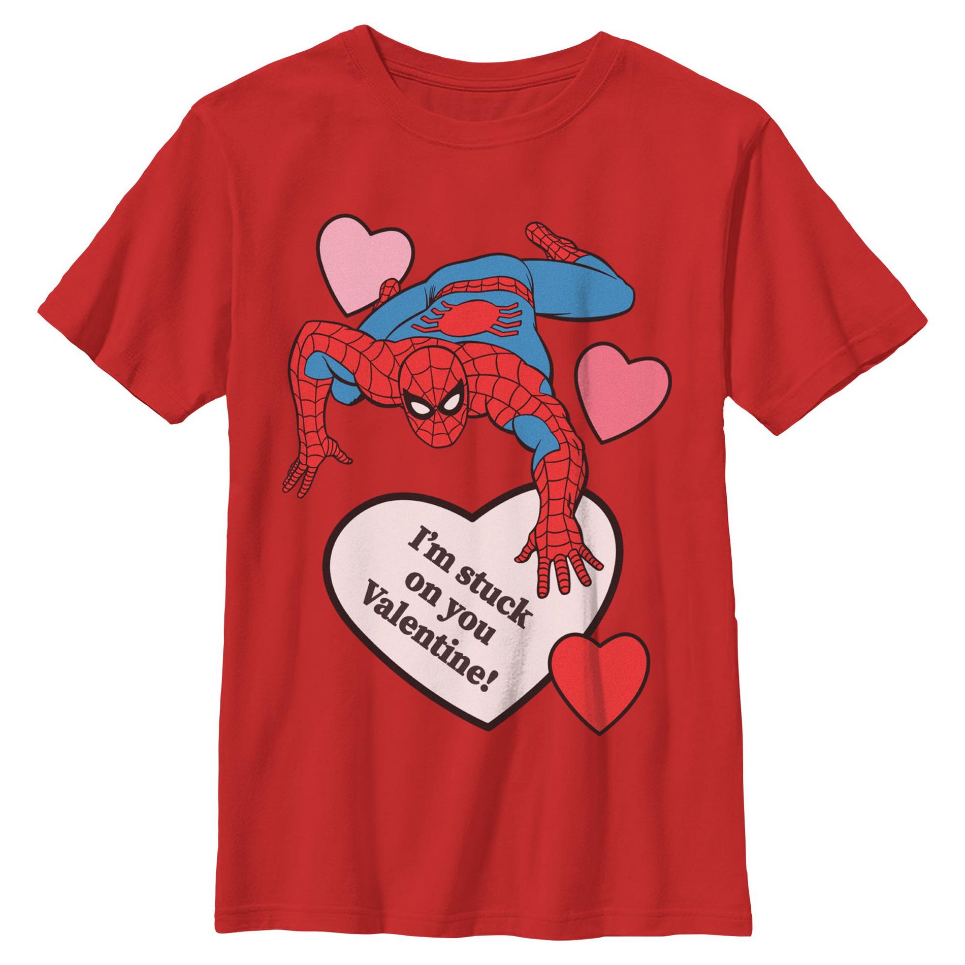 Boys Marvel: Spider-Man I’m Stuck on You Valentine T Shirt - Red - Medium