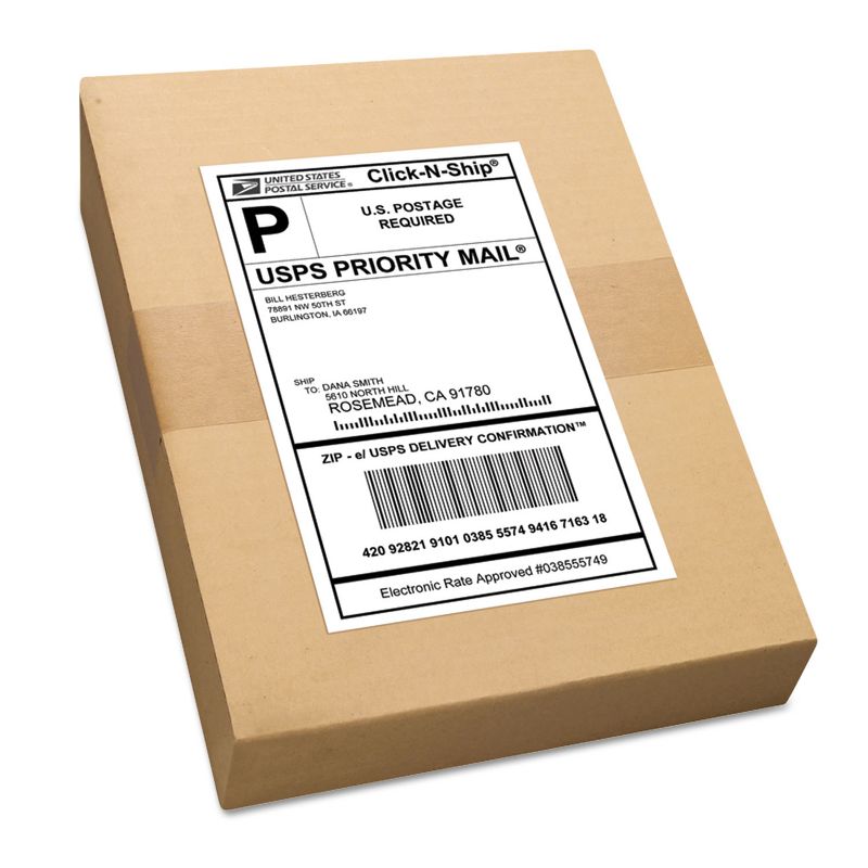 Avery Shipping Labels w/TrueBlock Technology Laser/Inkjet 5.5 x 8.5 White 1000/Box 95900, 3 of 10