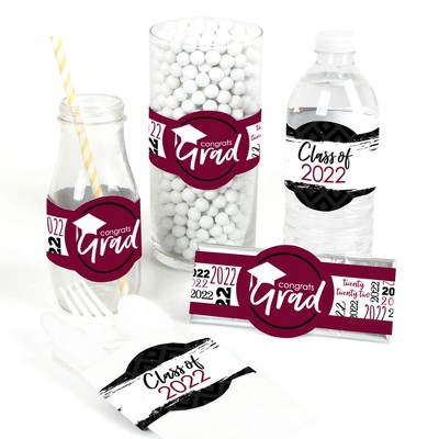 Big Dot of Happiness Maroon Grad - Best is Yet to Come - DIY Party Supplies - Burgundy 2022 Graduation Party DIY Wrapper Favors & Decor - Set of 15