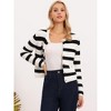 INSPIRE CHIC Women's Striped Long Sleeve Button Down Crewneck Knit Sweater Cardigan - 4 of 4
