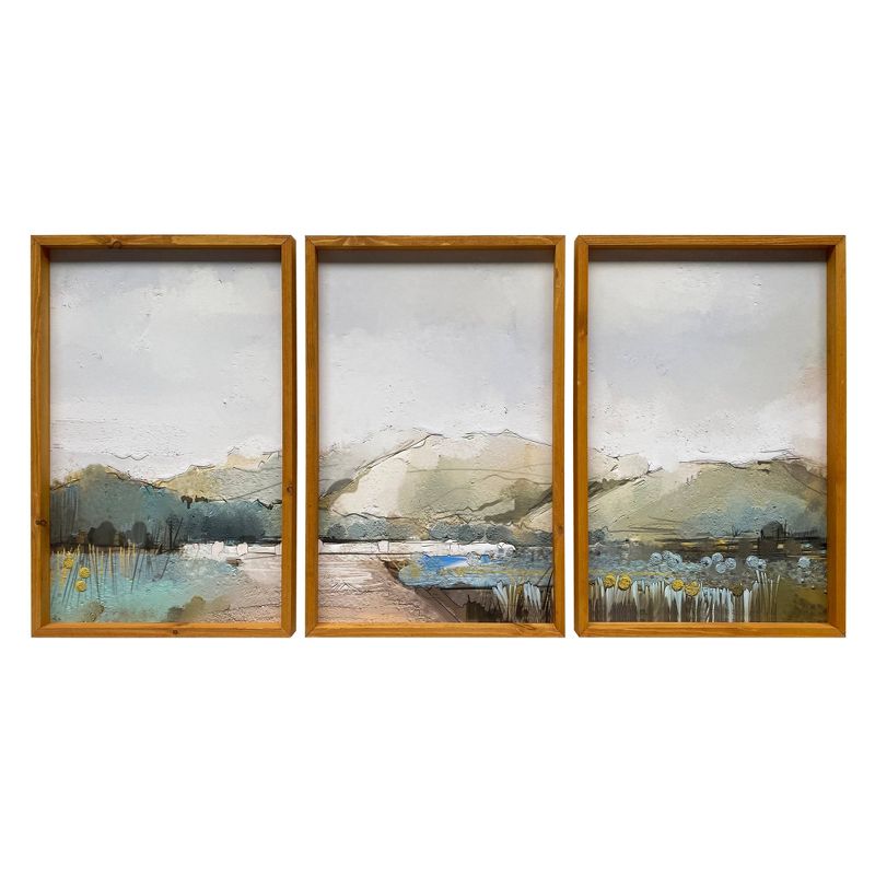 48&#34; x 24&#34; Rolling Hills Triptych Wood Frame Wall Canvas - Gallery 57, 1 of 6