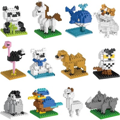 12-Box Mini Animals Building Blocks Sets, Small Party Favors for Goodie Bags and Stocking Stuffers