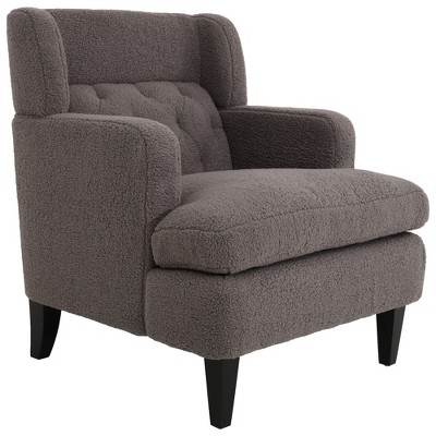 NicBex Upholstered Accent Chair Modern Teddy Fabric Armchair with Wood Legs Lazy Leisure Sofa Chair for Bedroom,Living Room