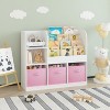 Children's bookcases and shelves, multifunctional bookcase with 3 foldable fabric drawers, bookcase display stand - 4 of 4