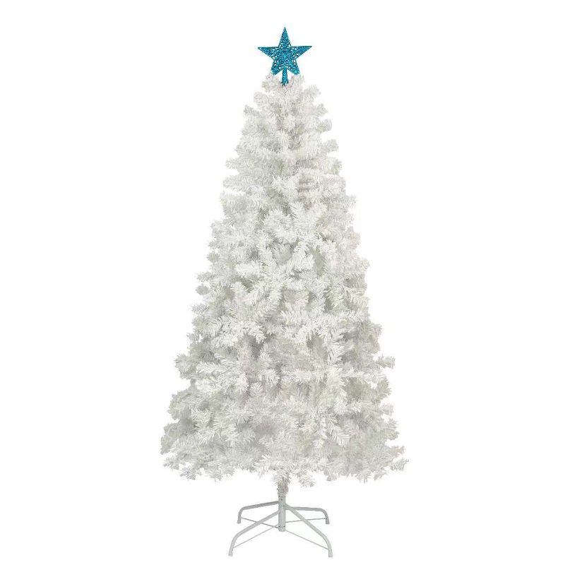 6FT Artificial Christmas Tree with 300 LED Lights and 600 Bendable Branches, Decorated Tree with Tri-Color LED Lights, White - ModernLuxe, 4 of 13