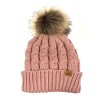 Wrapables Cable Knit Faux Fur Pom Pom Beanie, Mommy & Me Set Pink - image 4 of 4