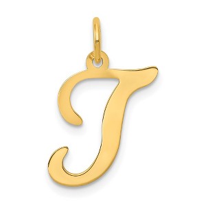 Black Bow Jewelry 14k Yellow Gold, Sophia Collection, Small Script Initial T Pendant - 1 of 4