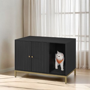 Litter Box Enclosure, Modern Cat Litter Box Furniture Hidden, with Scratching Mat, Cat House, Side End Table, 31.5 x 19.7 x 21.7 Inches - 1 of 4