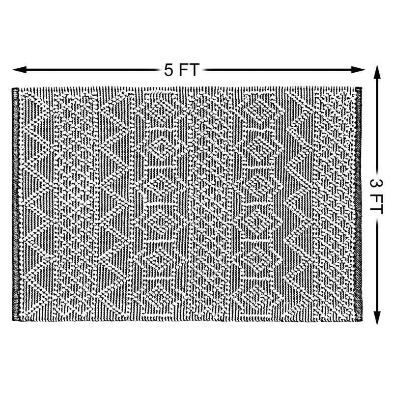 DEERLUX Handwoven Black and White Textured Wool Flatweave Kilim Rug, 5 of 8