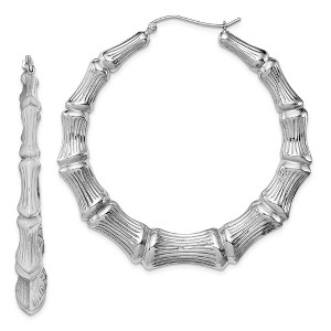 Black Bow Jewelry Bamboo Hoop Earrings in Sterling Silver - 55m (2-1/8 in) - 1 of 3