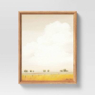 16" x 20" Meadow with Fence Post Framed Wall Art Yellow - Threshold™