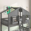 Whisen Twin over Twin House Bunk Bed with Roof, Window, Window Box, Door, with Safety Guardrails and Ladder - 4 of 4