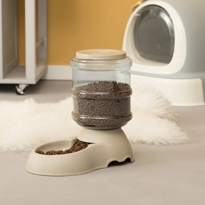 Large Beige Plastic Automatic Pet Food Dispenser