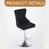 Thick Chrome Swivel Velvet Barstools,Adjustable 25-33"Height,Modern Upholstered with17.7" Base,Tufted Buttons&Diamond Pleating - Leovsnove - 4 of 4