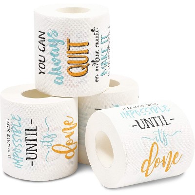 4 Rolls 3-ply Novelty Toilet Paper with Motivational Positive Quotes, Idea for Funny Gag Gifts, Christmas Present