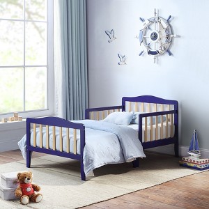 NicBex Twin Size Simple Wood Toddler Bed with Wooden Curved Headboard & Safety Rail,Cute Platform Bed for Kids Room - 1 of 4