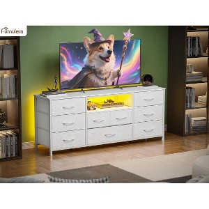 Furnulem 9 Drawer Dresser 55” Long TV Stand for Bedroom Entertainment Center with Power Outlet & LED Light for 55"-65" TV with Fabric Storage Drawers - 1 of 4
