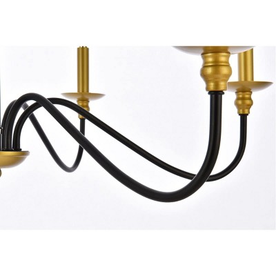 Rohan Matte Black and Brass 30" Adjustable Height Chandelier