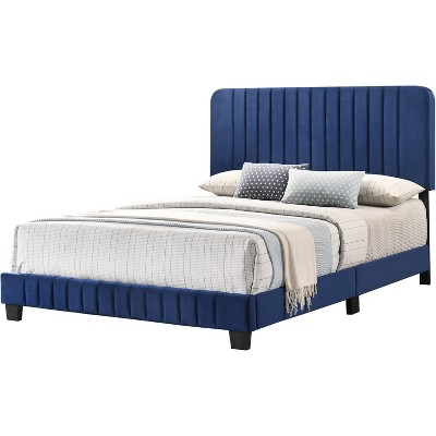 Passion Furniture Lodi Navy Blue Queen Panel Bed