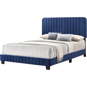Passion Furniture Lodi Navy Blue Queen Panel Bed - 1 of 4