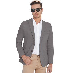 Clearlove Men's Linen Cotton Blend Two-Button Unstructured Blazer with Patch Pockets Relaxed Fit Sport Coat Business - 1 of 4