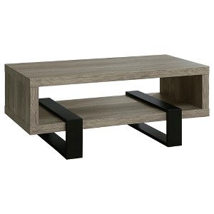 Vynxaria Modern 1-Shelf Coffee Table, Grey Driftwood Finish, Rectangular Shape, Geometric Legs, Clean Lines, Rustic-Contemporary Fusion - 1 of 4