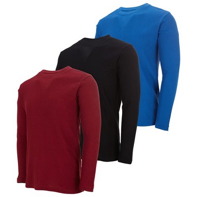 DARESAY Men's Thermal Crew Long Sleeve Henley Tops Base Layer Shirt, Pack of 3