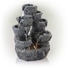 14" Resin Multi Tiered Cascading LED Fountain Gray - Alpine Corporation - 4 of 4