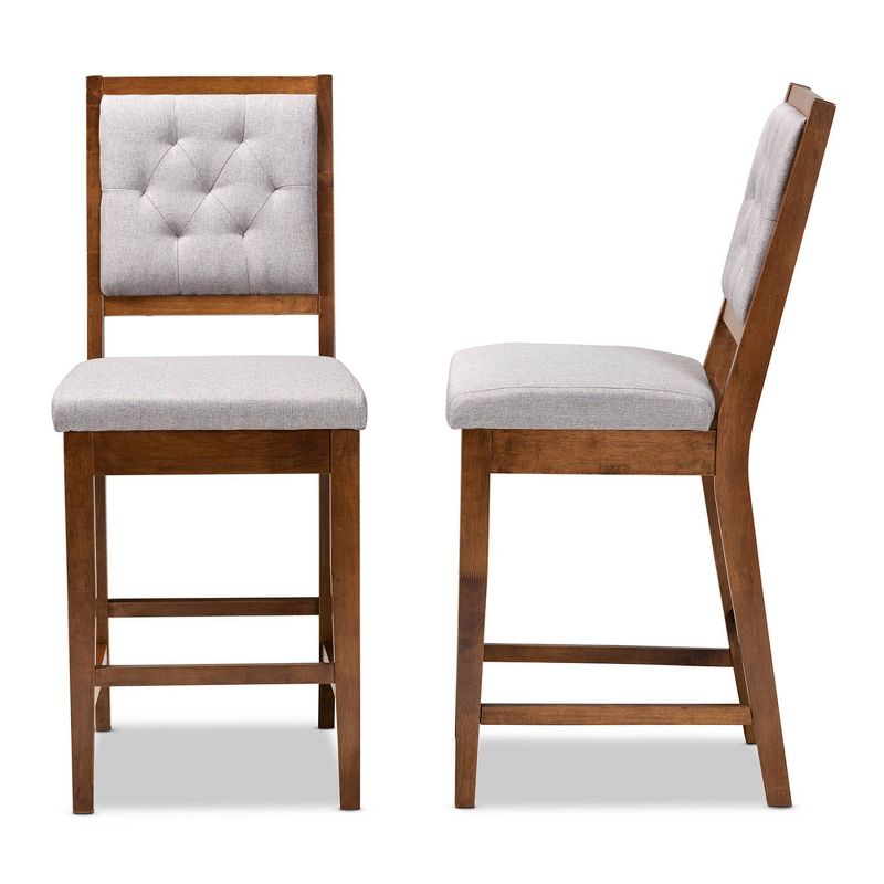 2pc Gideon Fabric Upholstered and Wood Counter Height Barstool Set - Baxton Studio, 3 of 10