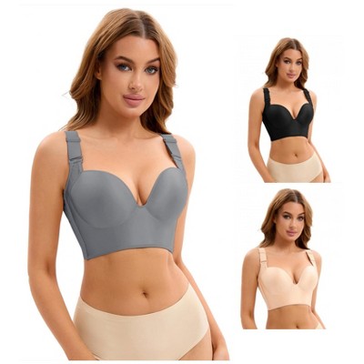 INSPIRE CHIC 3 Pcs Women's Wirefree Convertible Tummy Control 6 Hooks Push Up Bras
