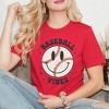 Simply Sage Market Women's Baseball Vibes Smiley Face Short Sleeve Graphic Tee - 2 of 3