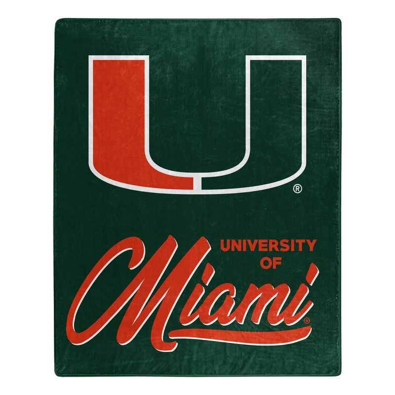 NCAA Signature Miami Hurricanes 50 x 60 Raschel Throw Blanket, 1 of 4
