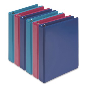 Samsill Economy Round Ring View Binders, 3 Rings, 1" Capacity, 8.5 x 5.5, Assorted, 6/Carton - 1 of 1