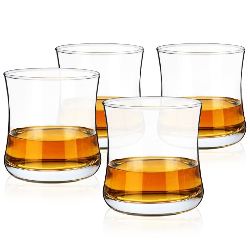 True Bourbon Glasses, Tumblers for Whiskey, Scotch, Curved Stylish Whisky Sipping Glass, 10 Ounce, set of 4, 1 of 8