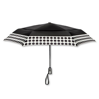 ShedRain Auto Open/Close Air Vent Compact Umbrella  - Black Polka Dot