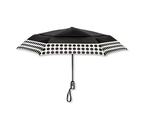 ShedRain Auto Open/Close Air Vent Compact Umbrella  - Black Polka Dot