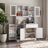 47"W Kitchen Pantry Storage Cabinet Food Pantry Buffet Cabinet with Hutch, Wine Rack, Doors and Shelves,White-ModernLuxe - 2 of 4