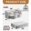 Modern Floor Sofa with 2 Pillows,Convertible Teddy Fabric Foam-Filled Sleeper Sofa Bed,15" Full Size Folding Mattress - Leovsnove - 3 of 4