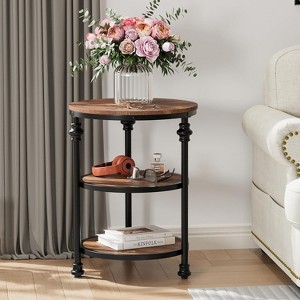 Three story circular coffee table,steel frame coffee table, Roman column edge table,for living room and bedroom - 1 of 4