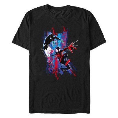 Men's Marvel: Spider-Man: Across the Spider-Verse Miles Morales and Spider Gwen  T-Shirt - Black - Large Tall