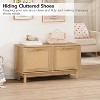 MaseiKar Shoe Storage Bench Entryway, Rattan-Like Shoe Bench with Flip Drawers, Narrow Shoe Rack Bench, Shoe Cabinet Wooden Organizer for Hallway - 3 of 4