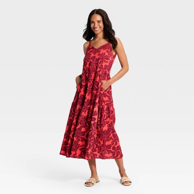 Женские платья A New Day Women's Tiered Maxi Dress - A New Day™ Burgundy Floral XL — фото 3