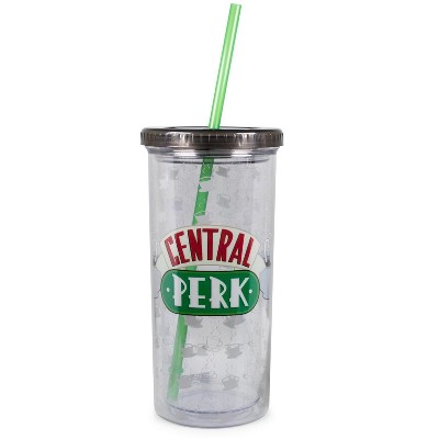 Silver Buffalo Friends Central Perk Cold Cup with Lid and Straw | Holds 20 Ounces