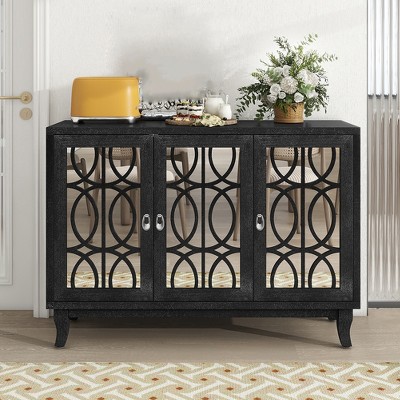 Sideboard Buffet Cabinet, Coffee Bar Cabinet with Glass Door, Media Console Table, Kitchen Pantry Storage Cabinet for Living Room Entryway