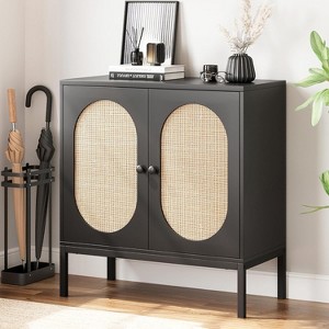 Buffet Cabinet, Storage Cabinet with Glass Doors and Shelves, Accent Cabinet Sideboard Wood Console Cabinet with Storage - 1 of 4