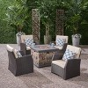 Christopher Knight Home Malvern Outdoor Wicker 5 Piece Club Chair and Fire Pit Set with Cushions - 2 of 4