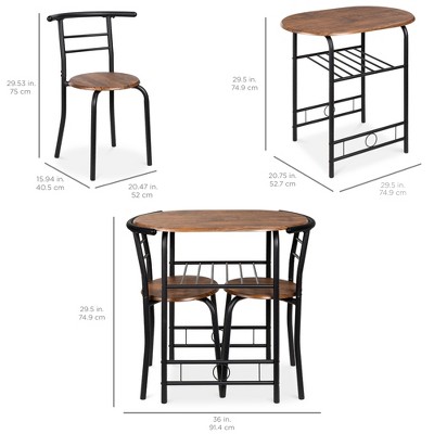 Compact Black and Brown Wood Dining Set with Steel Frame