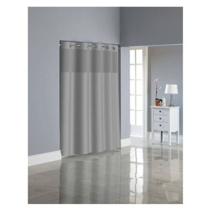 Hookless Herringbone Shower Curtain with Liner Drizzle Gray